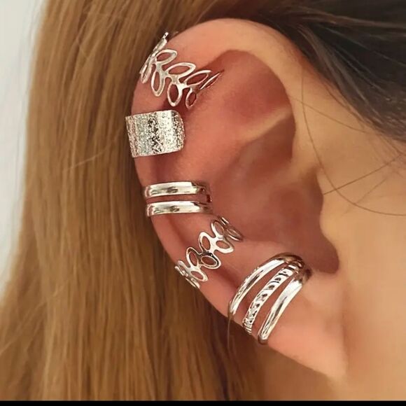 silver ear cuffs no piercing earrings boho jewelry - Picture 1 of 5